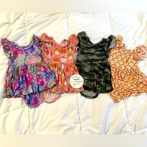 Little Sleepies Twirl dresses with bodysuits size 6-12 months